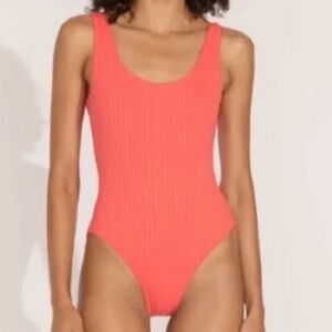 Solid & Striped Anne Marie One Piece in Hot Coral